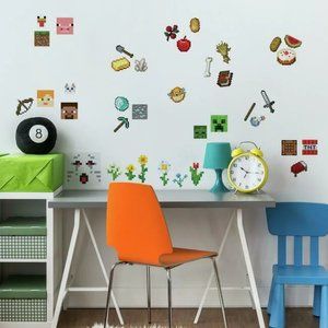 Minecraft Peel Stick Wall Decals 38 Stickers Kids Game Room Decor Gamer Art USA